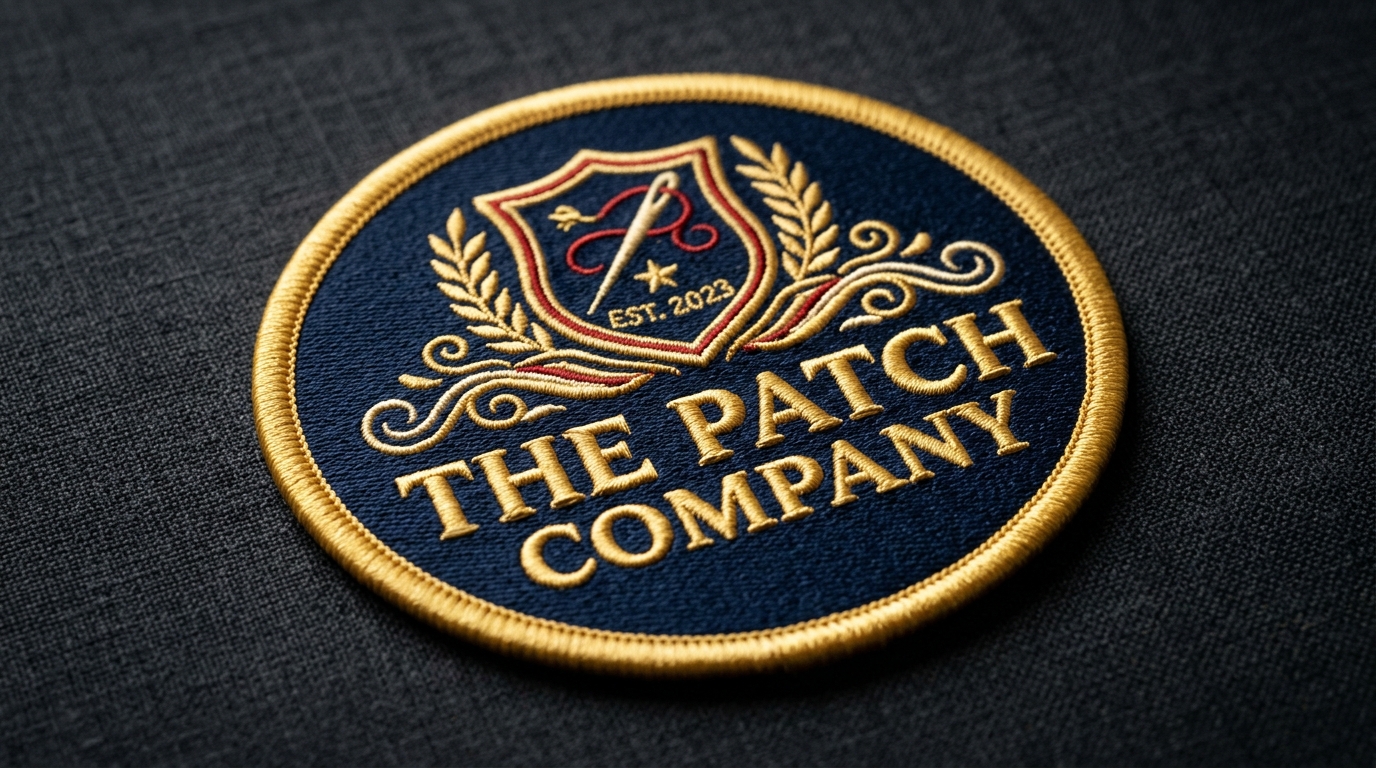 Close-up of precise production embroidery stitches